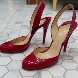 Christian Louboutin Cherry Red Slingback Heels
